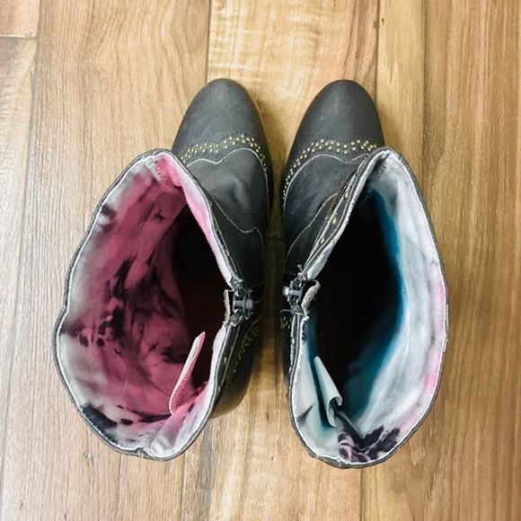 Dingo Sassie Tassel Studded Block Heel Brown Cowboy Boots Sise 8M - Picture 10 of 10